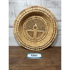 Vintage Woven Rattan Wall Decor/ Basket